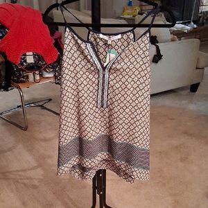 Collective Concepts Navy and Cream Patterned Tank Top